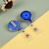 Fivela retrátil com puxador, chaveiro multicolorido, porta-cartão de identificação, cordão para crachá, pode ser preenchido com epóxi, puxador vermelho e azul