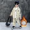 Traje de Algodón Puro para Otoño e Invierno para Niños Nueva Ropa Guapa para Niños Conjunto Deportivo de Dos Piezas Grueso de Terciopelo para Bebé Niño para Otoño e Invierno