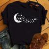 Ropa de Verano Europea y Americana 2025 para Mujer Estilo Harajuku Luna Estrellas Kawaii Camiseta de Manga Corta para Mujer Top Dulce y Lindo