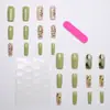 24 Pares de Unhas Postiças Vestíveis de Flor Pastoral das Quatro Estações, Comprimento Médio, Doce, Frescas, Unhas de Manicure Vestíveis para Mulheres, Exportação