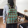 Mochila Escolar Retrô Japonesa Feminina Moda para Universitárias Mochila Xadrez Simples Grande Capacidade Mochila para Computador de Ensino Médio