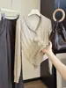 Suéter de punto trenzado con cuello estilo coreano para mujer, nueva colección otoño 2026, alta gama, corte ajustado, versátil, top de manga larga