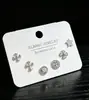SLBABY Exquisitos pendientes de tres pares con microincrustaciones de circonita y perla para viajeros, pendientes de tres pares con broche de plata S925 que combinan con todo, una tarjeta