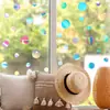Nueva película láser PET reflectante colorida, pegatinas de pared talladas, pegatinas de pared de vidrio con combinación circular DIY LS004