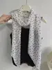 Lenço de Seda com Bolinhas Pretas, Estilo Gravata de Pescoço, Novo Modelo 2025, Lenço Longo, Fita Decorativa Fina para Primavera e Verão para Mulheres
