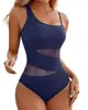 Trajes de baño 2025 Estilo Europeo y Americano Dos Piezas Ajustados Nuevo Color Sólido Traje de Baño de una Pieza Bikini para Mujeres en Stock