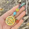 Llavero Antiguo Chapado en Oro Cinco Bendiciones Estilo Chino Colgante de Aleación Bolsa de Paz Colgante Carácter de la Fortuna Colgante Retro