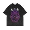 Playera Lavada Vieja de Manga Corta Americana Retro Oversize Animación One Piece Luffy Manga Corta T Básico Popular Algodón