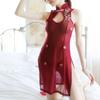 Hua Ying Sexy Sex Uniforme para Mujer Caliente Cheongsam Clásico Vintage Bordado Abertura Pijama Ropa Interior Deseo Puro 1654