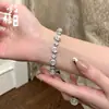 Pulseira de Calcedônia Natural de Alta Qualidade Gelo Banhada a Prata Incrustada com Diamantes Completos Ágata Rosa Jade Verde Imperial Joias Femininas Branco Atacado