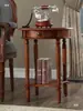Mesa de Esquina Estilo Americano, Mesa Redonda Pequeña, Mesa Lateral Sólida de Madera para Sofá, Mesa de Café Redonda Pequeña, Soporte para Flores, Soporte para Teléfono Estilo Europeo, Mesa Lateral