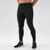 Calça de Yoga Fitness Masculina em Nylon com Bolsos com Zíper, Sensação de Pele Nu, Secagem Rápida, Calça Esportiva Longa, Calça Justa na Panturrilha 31343