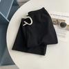 Pantalones simples que combinan con todo, de felpa rasgada, cintura alta elástica, pantalones casuales, pantalones holgados para mujer, pantalones pequeños de pierna ancha