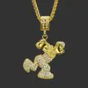 Explosiones Nuevo Collar Europeo y Americano Incrustado de Diamantes Colgante de Personaje de Dibujos Animados Tridimensional Collar Exagerado de Moda para Hombres de Discoteca