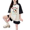 Traje Deportivo de Estilo Perezoso de Dibujos Animados para Mujer Verano Talla Grande Holgado Algodón Mangas Raglán Manga Corta Shorts Casual Conjunto de Dos Piezas