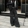 Estilo Americano Industria Pesada Múltiples Bolsillos Costura Sentido del Diseño de Nicho Vaquero Guapo Ropa de Trabajo Jeans para Hombre Pantalones Acampanados Casuales que Combinan con Todo