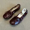 Chuyuji 2026 Verano Nuevos Zapatos Planos de Ballet Vintage Suaves con Punta Redonda Poco Profunda, Lazo y Pliegues para Mujer