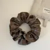 Scrunchie Retro a Cuadros de Alta Gama para Otoño e Invierno para Mujer, Elástico Elegante Estilo Coreano, Accesorio para el Cabello de Doble Capa Estilo Perezoso de Celebridad de Internet
