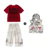 Roupa Infantil Hip-Hop Tendência, Fatos de Dança Jazz para Meninas, Coletes Hip-Hop para Meninos, Roupa de Performance Hip-Hop Infantil Verão