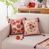 Sofá cama cojín rojo retro de lujo ligero estilo americano estilo ins funda de almohada de flores de combinación de 100 años para boda