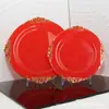 Juego de vajilla de plástico dorado desechable plato con relieve dorado negro plato de postre de 7.5 pulgadas plato occidental de 10.25 pulgadas