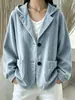 Outono Inverno 2026 Novo Estilo Transfronteiriço Moda Casual Feminina Europeia Americana Jaqueta com Capuz de Veludo Cotelê Cardigan Moletom Top