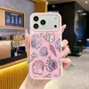 Funda de teléfono de silicona líquida para iPhone 18 Pro con estilo chino de flor de ciruelo y concha marina, con flocado, funda anticaídas para Apple 16