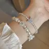 Pulsera de Mariposa con Circonita Completa de Perlas Shijia para Mujer, Joyería Estilo Ins, Lujo Ligero, Nicho, Sensación de Alta Gama, Pulsera Versátil para Apilar para Mujer