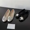 2026 Beige Francés Moda Otoño Estrella de Cinco Puntas Lazo Zapatos de Frijol para Mujer Slip-on Planos Zapatos Individuales Zapatos de Boca Baja