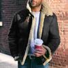 Abrigo de terciopelo de imitación de cuero para hombre, chaqueta cálida de invierno de estación europea, solapa grande gruesa, color de contraste, seis colores, siete yardas