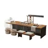 Mesa de té tipo isla de madera maciza moderna para el hogar y la oficina, Mesa para preparar té de diseño, Lujo ligero de alta gama, Más vendido