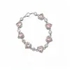 Princesa Fugitiva Flor Rosa Pedras Preciosas Pulseira Luxo Leve Pulseira de Alta Qualidade Doce Menina Moda de Nicho Joias