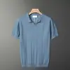 Camiseta de Punto de Moda Ligera y Sofisticada para Hombre Verano Nicho Transpirable Camisa Polo de Manga Corta Estilo Coreano Holgado Top de Media Manga