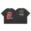 Camiseta Unisex de Manga Curta Tendência Saint Miael High Street Estampa de Letras Alta Qualidade Vintage Lavada e Desgastada