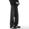 Calça Jeans Splash Ink Masculina 2025 Nova Moda Outono e Inverno Marca Fashion Solta Estilo Americano High Street Lavada Velha Reta