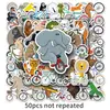 50 Peças Adesivos Criativos de Animais de Bicicleta Skateboard Adesivos de Bagagem Laptop Carro Decoração de Motocicleta