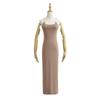 Primavera Nova Europeia e Americana Mulheres Wear Shoulder Strap Desaparecendo Sling Dress Midi Dress S17193