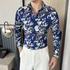 Nova camisa masculina da moda manga longa camisa estampada da moda slim polegada vestuário versão de coleta de fornecimento transfronteiriça-P5X20