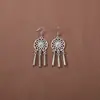 Novos Brincos de Tendência Nacional Estilo Chinês Estilo Antigo para Mulheres, Brincos Longos com Franja de Prata Xizang Estilo Palácio Retro, Joias para Orelha Estilo Étnico