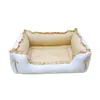 Cama de pet para primavera e verão para cães pequenos, sofá-cama para cachorro, cama para gato, cama para cachorro com laço, cama quadrada, adequada para todas as estações