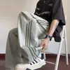 Calça de Seda de Gelo de Secagem Rápida com Três Listras Estilo Americano para Homens, Calça Esportiva Listrada Estilo Americano de Marca Tendência, Calça Esportiva Casual para Verão e Outono