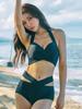 Traje de baño sexy de dos piezas sin tirantes push-up de busto pequeño de color sólido simple 2025 dropshipping estilo coreano ajustado de cintura alta que cubre el abdomen