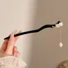 Pasador de Sándalo Negro para Mujer, Accesorio para el Cabello Fresco y Elegante, Pasador de Flor de Magnolia, Adorno para el Cabello Estilo Antiguo Qipao, Pasador Diario para Peinados Recogidos