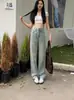 Pantalones vaqueros de pierna ancha y estrecha para mujer, primavera y verano, nuevos, de cintura alta, adelgazantes, sueltos, adelgazantes, de color claro, con corte recto.