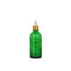 Botella de vidrio verde con gotero oscuro de 5 a 100 ml con escala, venta al por mayor, para aceites esenciales, esencias líquidas, cosméticos, subembotellada.