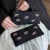 Bolsa de Lápices Bordada con Lazo Estilo Coreano Ins de Alto Valor para Estudiante, Papelería, Bolsa de Almacenamiento para Pinceles de Maquillaje, Bolsa de Lápices Portátil