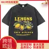 Camiseta Vintage Lavada Estilo Nuevo 2025--Xingyue Estilo Europeo y Americano Elegante Algodón Estampado Manga Corta Cuello Redondo
