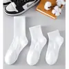 Meias Esportivas Masculinas de Fio de Algodão Puro, Meias Curtas, Meias de Algodão Masculinas Absorventes de Suor, Respiráveis, Antibacterianas, Meias de Comprimento Médio Confortáveis para Todas as Estações