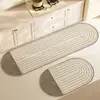 Alfombrilla Ovalada para Piso de Cocina Estilo Wabi-sabi Alfombrilla de Piso de Lodo Diatomeas Alfombrilla Absorbente de Agua para el Hogar Secado Rápido Fácil de Limpiar Alfombrilla para Pies de Cocina