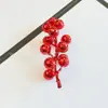 Decoração de árvore de Natal com frutas, Acessórios de frutas com glitter dourado de Natal, Flores artificiais com lantejoulas douradas e glitter, Frutas vermelhas e bagas atacado